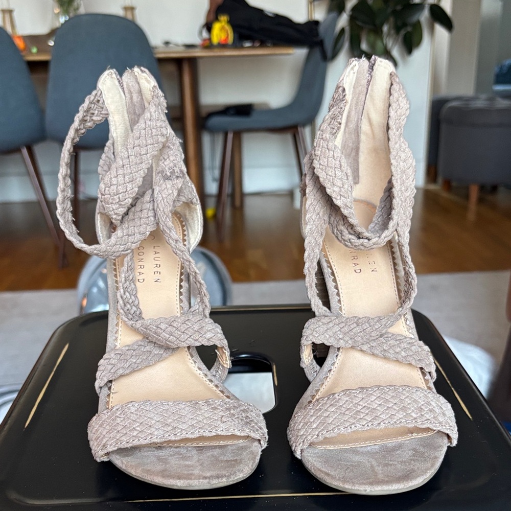LC Lauren Conrad Women's Braided Heels - Taupe